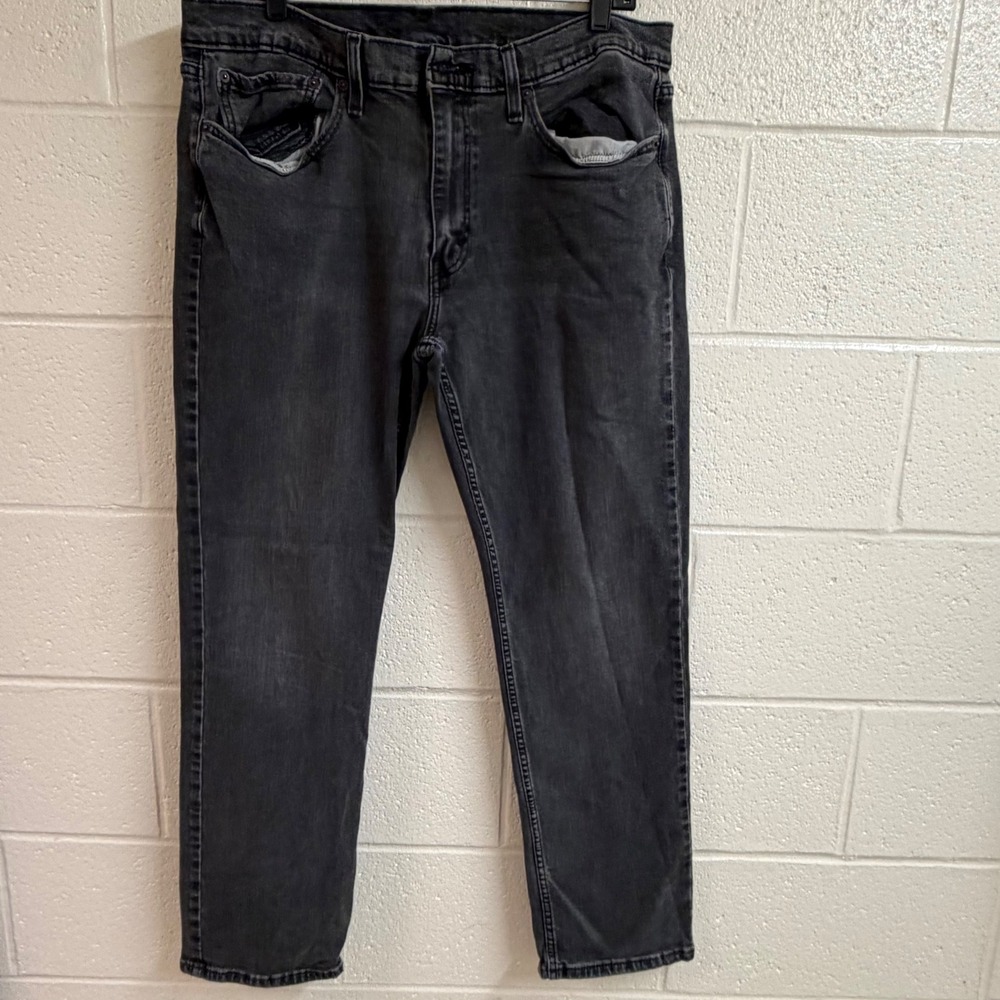 Levis Mens 514 Straight Fit Jeans 36x32 Gray Denim Faded Stretch Workwear Pants